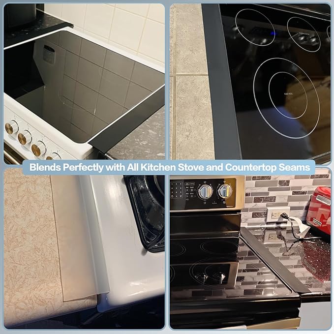 Silicone Stove Gap Covers (2PCS), 25 inch Gap Filler, Oven Counter Side Gap Guard, Heat Resistant & Easy Clean, Semi-Clear
