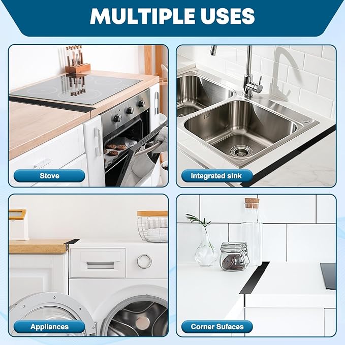 Stove Gap Covers Stainless Steel, 2PCS Anti-slip Not Sharp 16.5“~33” Adjustable Oven Gap Filler for Counter, Stove Guards Effectively Protect Cooktop Trim Kit Suitable for Even Surface