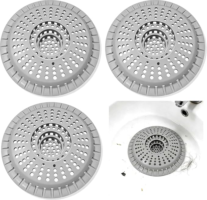 3 Pack Bathroom Sink Drain Strainer, Hair Catcher Shower Drain, Shower Drain Cover, Bathtub Hair Catcher, Silicone Tub Hair Trap Stopper Accessories, Kitchen Sink Garbage Plug Bathroom Necessities