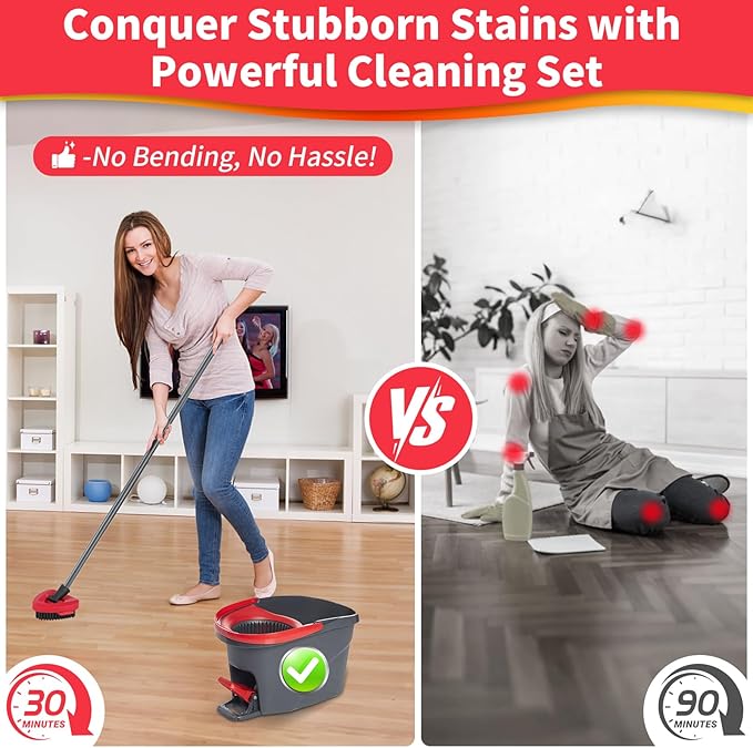 2 Pack Scrub Brush Heads Compatible with O Cedar EasyWring 1-Tank – Stainless Steel & Nylon Bristles, 5.9" Triangular Mop Scrubber for Tile, Bathroom, Kitchen, Deck, Garage Floor Deep Cleaning