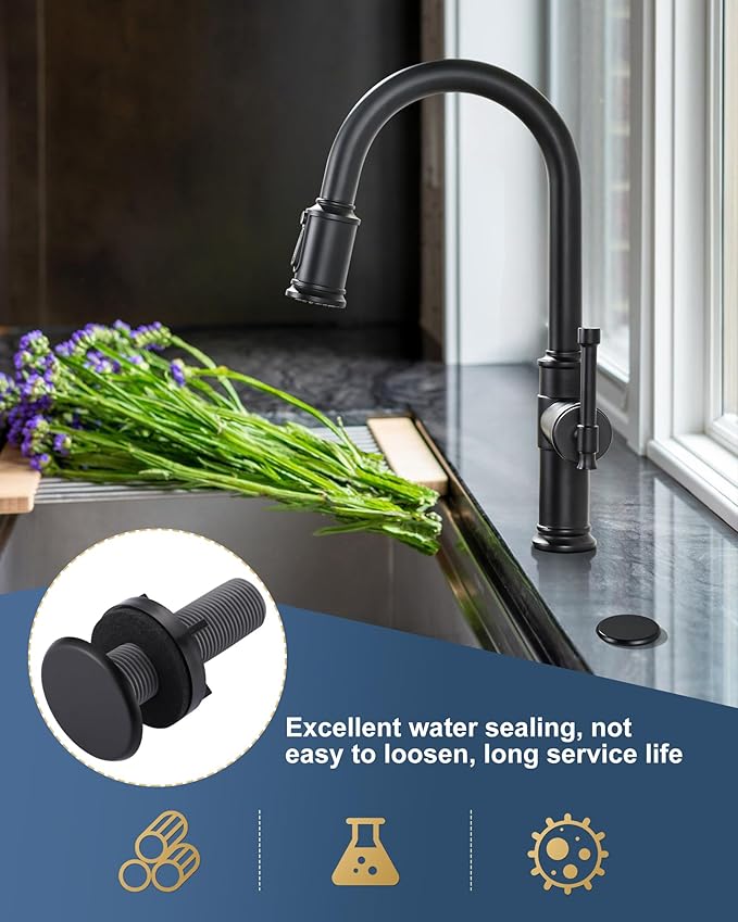 ARCORA Kitchen Sink Hole Cover: Premium Faucet Hole Plate Stopper Plug, Countertop Extra Hole Plastic Cap for Soap Dispenser Sprayer Tap, Matte Black