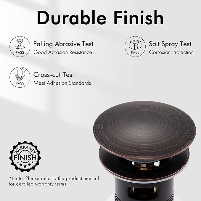 KES Bathroom Faucet Vessel Vanity Sink Pop Up Drain Stopper with Overflow Oil Rubbed Bronze, ALL Metal Rustproof Brass and 304 Stainless Steel, S2008A-ORB