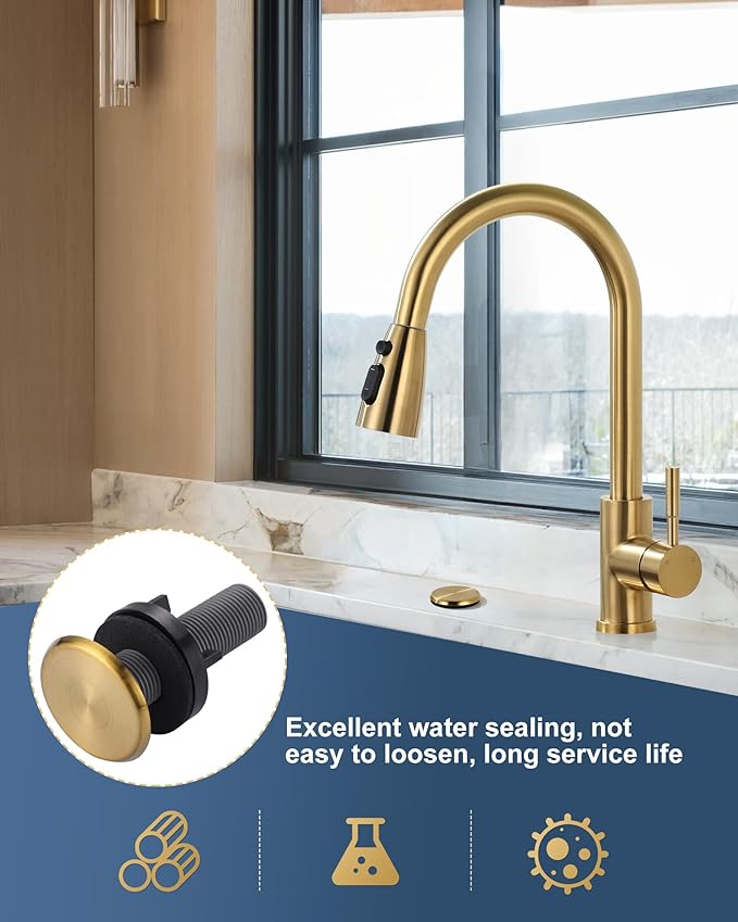 ARCORA Kitchen Sink Hole Cover: Premium Faucet Hole Plate Stopper Plug, Countertop Extra Hole Plastic Cap for Soap Dispenser Sprayer Tap, Brushed Gold