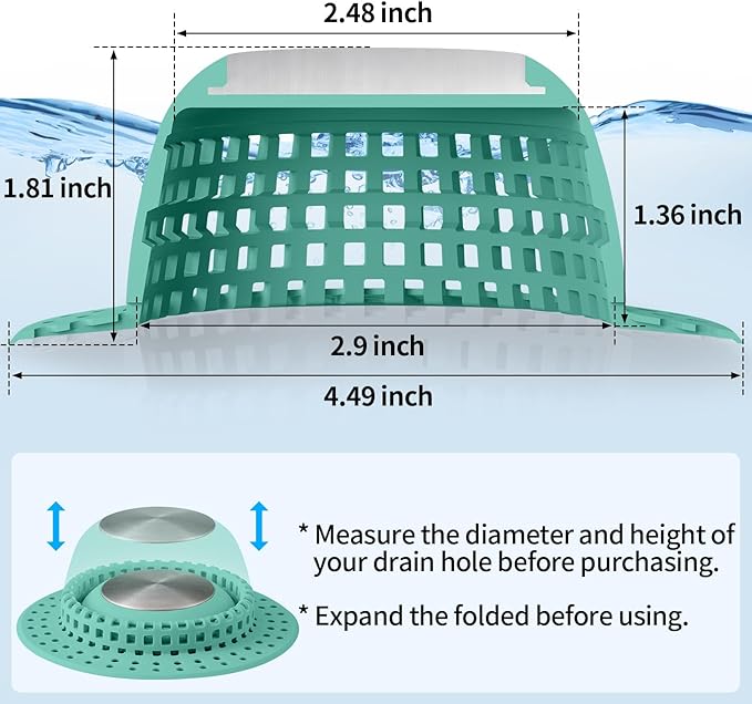 Shower Drain Hair Catcher Bathtub Drain Cover Shower Protector for Pop-Up & Regular Drains