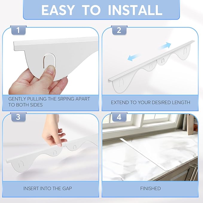 Stove Gap Covers, 2Pcs Stainless Steel Stove Guard, Adjustable Stove Gap Filler for Kitchen Counter Side Gap, 13.8" to 27.5" - White