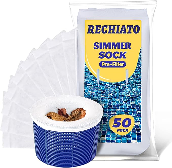 50 Pack Pool Skimmer Socks for Pool Filters, Filters Baskets and Skimmers to Filter Debris and Leaves, Protact Filter System of Inground and Above Ground Pools