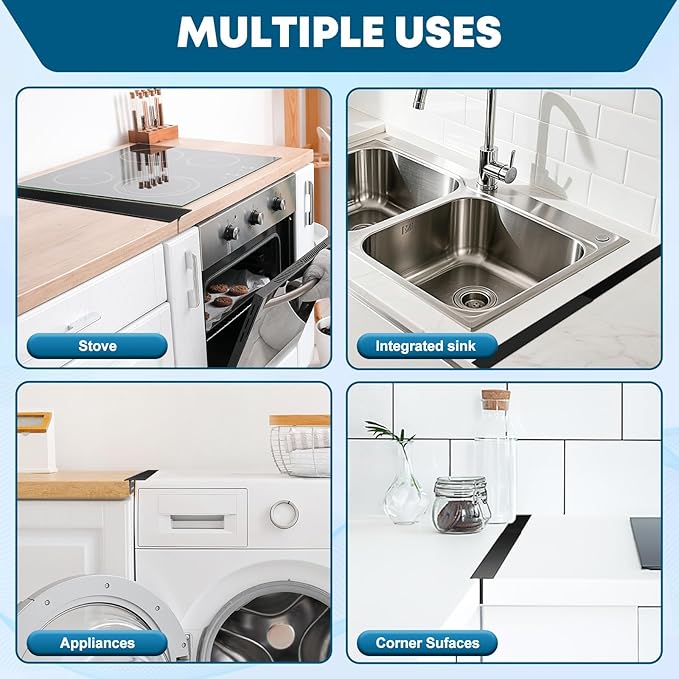 Stove Gap Covers Stainless Steel, 2PCS Anti-slip Not Sharp 13.8"~27.6" Adjustable Oven Gap Filler for Counter, Stove Guards Effectively Protect Cooktop Trim Kit (13.8"~27.6" for even)