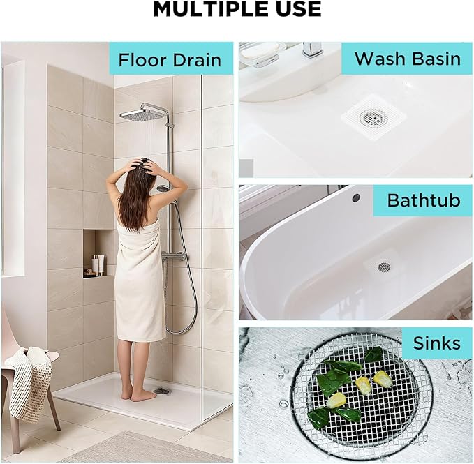 35 Pack Disposable Floor Drain Stickers, Hair Drain Stickers Disposable Shower Drain Hair Catcher Bathroom Accessories Bathtubs Mesh for Bathroom,Kitchen,Shower,Laundry (Round-35PC)