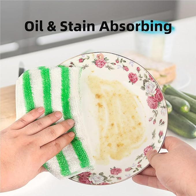 Bamboo Fiber Dish Cloths -Super Absorbent Reusable Multi-Purpose Kitchen Pads