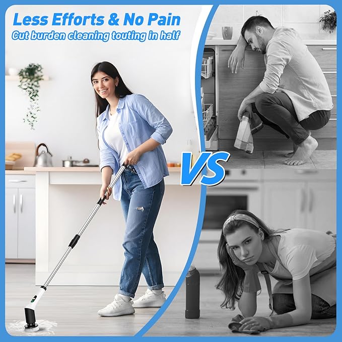 Weytoll Electric Cleaning Brush Kit Multifunctional Handheld Cordless Scrubber for Kitchen Bathroom Digital Display