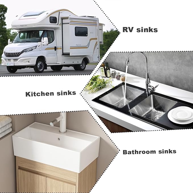Flexible Expandable Bathroom P Trap, 1 1/4 to 1 1/2 Sink Drain Adapter Included, Wash Basin Rubber Tips Sink Drain Pipe, Universal Extension Tube for Kitchen Bathroom Sink Sewer Drain