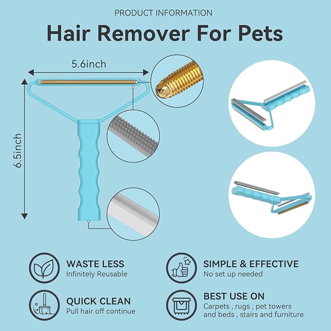 Carpet Rake - 60" Long Handle Pet Hair Removal with Metal Fabric Edge Design,Carpet Broom,Carpet Rake for Carpets, Rugs,Mats,Couch,Stairs(3 pcs)