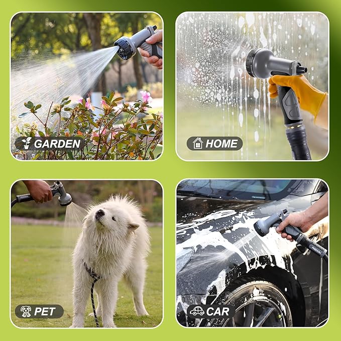 Relxitl Garden Hose, Flexible Water Hose, Ultra Lightweight Non-Expanding hose with 10 Function Sprayer, Leak proof, Pressure Resistant for Yard, Outdoor (Black, 50FT)