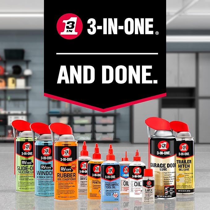3-IN-ONE RV Care Trio Pack Includes Slide Out Lube 11 oz, Window & Track Lube 10 oz and Rubber Seal Conditioner 11oz.