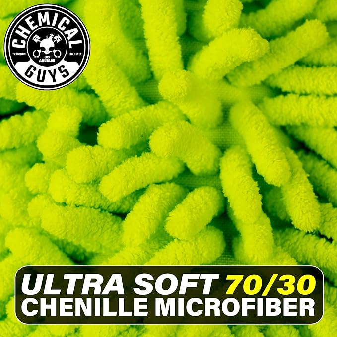 Chemical Guys Chenille Premium Scratch-Free Microfiber Wash Mitt for Car Washing,Lime Green,Ultra-Soft Car Wash Gloves,Swirl-Free Finish,Safe for Trucks,SUVs,Motorcycles,and More,(Pack of 24)