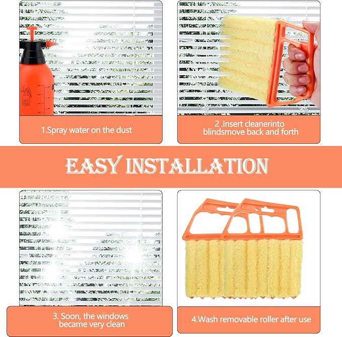 6pcs Window Venetian Blind Cleaner Duster Tool, Include 4pcs 7 Finger Blind Duster Brush & 2pcs Shutter Cleaner Brushes, Air Conditioner, Wood & Vinyl Blinds,for Blinds Air Conditioner Vent Keyboard