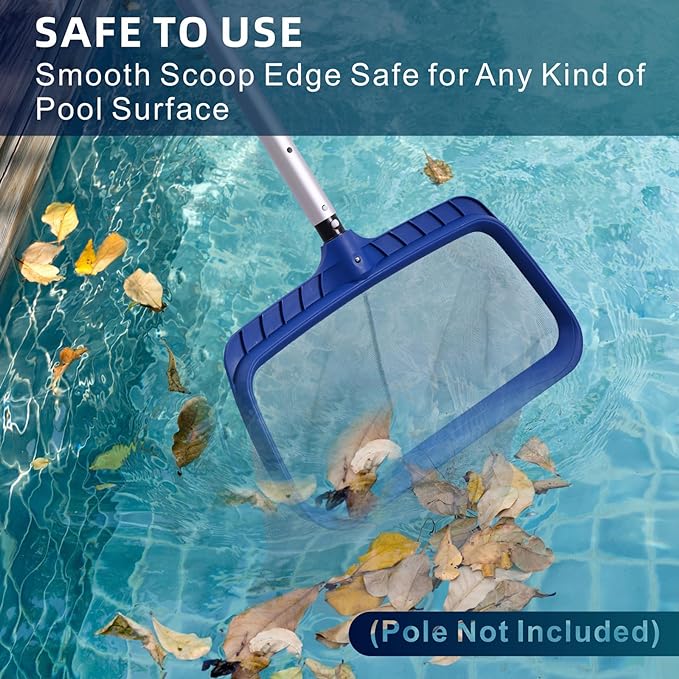 POOLAZA Pool Skimmer Net, Larger Capacity Pool Net Skimmer with Durable Deep Net, Sturdy Frame Pool Nets for Cleaning Effortlessly, High-Efficiency Pool Leaf Net with Easy Scoop Edges