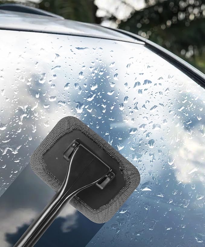 RACOONA Windshield Cleaning Tool,Car Cleaning Window Tool,Car Window Cleaner Tool,Car Accessories Car Window Cleaner with Unbreakable Extendable Handle and Microfiber Cloth for Auto Glass Wiper Car