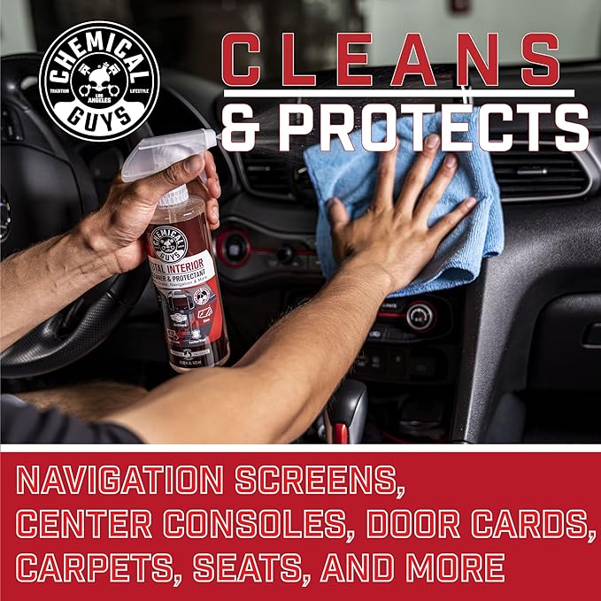 Chemical Guys Total Interior Cleaner & Protectant 2 Pack 16 oz Each Black Cherry Scent All-in-One Interior Cleaner for Leather, Vinyl, Plastic, Glass, Carpet & More