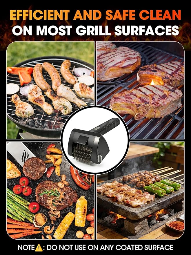 Electric Grill Brush, Built-in LED BBQ Cleaner with 29W High Torque Motor, 2-Speed Hard Scrubbing Cordless Grill Cleaner, 4000mAh Rechargable, Removable Dishwasher Safe 304 Stainless Steel Brush Head
