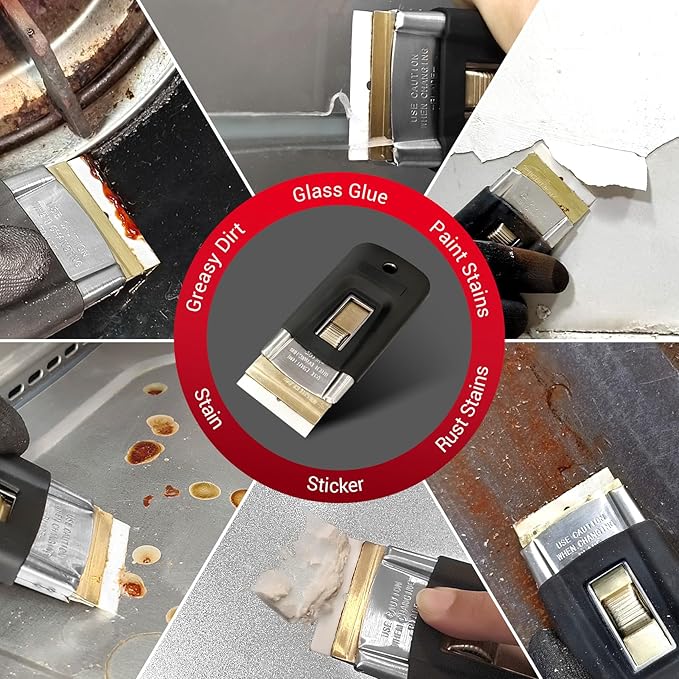 Ceramic Single Edge Razor Blade Scraper Tool with 10 Extra Blades, Glass Top Stove Scraper for Cleaning Oven Door and Cooktop, Window Scraper for Removing Paint, Stickers, Adhesive and Decals