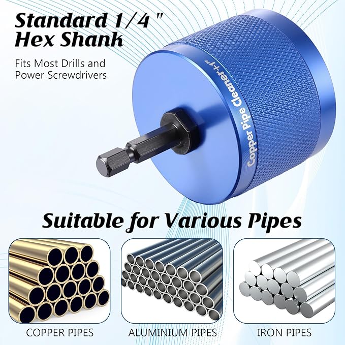 2" Copper Pipe Cleaner for Drill Set Includes External Stainless Steel Wire Bore Brushes, Internal Tube Cleaning Brushes, Replacement Plumbing Tools (3 Pcs)