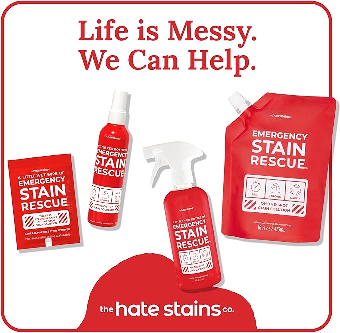 Emergency Stain Rescue Stain Remover Spray - For Wine & Coffee - Blood Stain Remover Clothes & Laundry - Carpet Cleaner Spray with No Added Phosphates - 2 x 4 Fl Oz