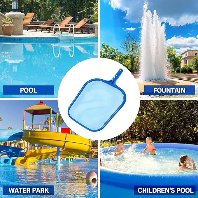 Pool Skimmer - Pool Net with Solid Plastic Frame, Skimmer Net with Fine Mesh Net, Pool Net for Cleaning Leaf of Swimming Pools, Spas, Hot Tubs and Fountains