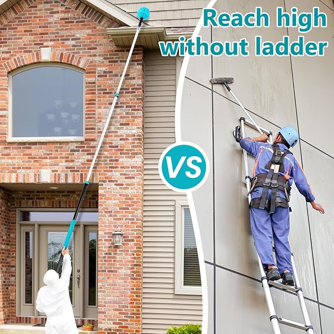 Mavriz 5-12 FT Spider Web Brush with Pole, Cobweb Duster with Extension Pole for Outdoor & Indoor Cleaning, Telescopic Long Duster for High Ceilings 20 Ft Reach
