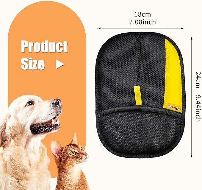 Electrostatic Gloves for Pet Hair Removal: Upgraded 2PCS Animal Fur Removal Tool for Dogs&Cats Efficient Reusable Pet Hair Remover for Couch Carpet Car Seat Clothing Quick Clean (1 pcs-Black)