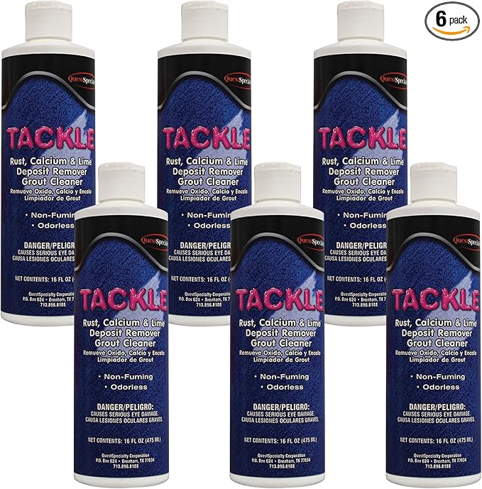 Quest 3010 TACKLE Rust, Calcium and Lime Deposit Remover; Grout Cleaner Pints (6 Pack)