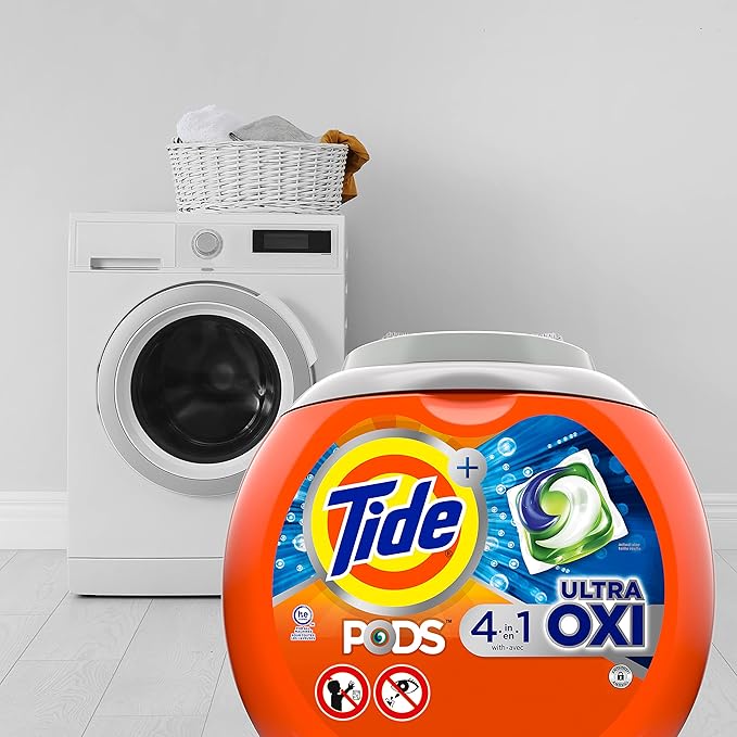 Tide PODS Liquid Laundry Detergent Soap Pacs, 4-in-1 Ultra Oxi, HE Compatible, 3 Bag Value Pack, 75 Count