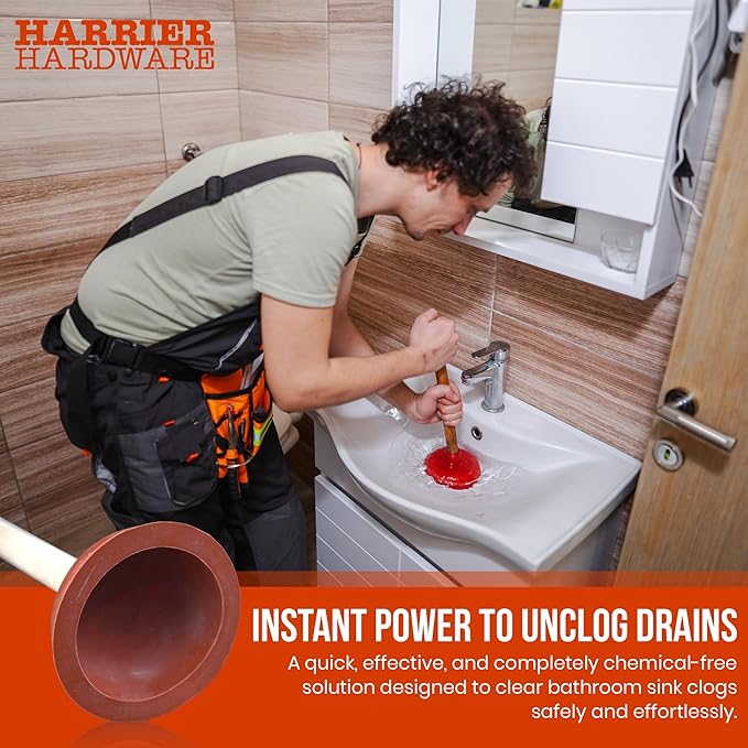 Small Sink Plunger, 10.5-Inch, 4-Inch Mouth, 9-Inch Handle, Compact