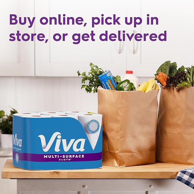 Viva Multi-Surface Cloth Paper Towels, Choose-A-Sheet Size, 3 Double Rolls, 110 Sheets per Roll (Packaging May Vary)