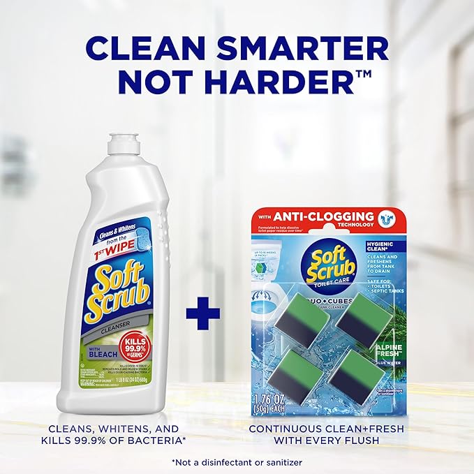Soft Scrub in-Tank Toilet Cleaner Duo-Cubes, Alpine Fresh, 4Count (Pack of 7)