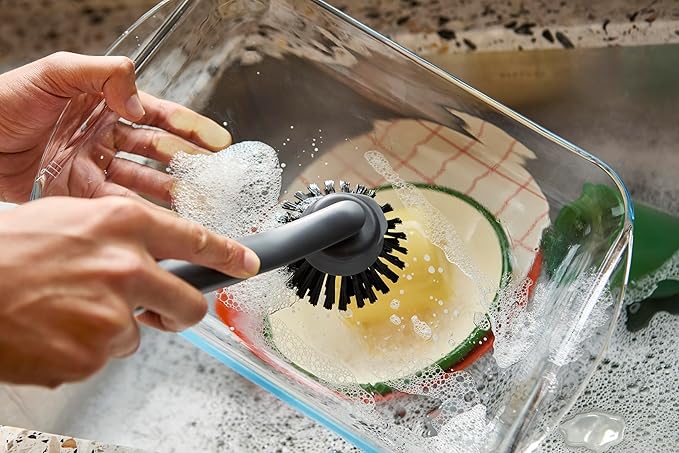 Joseph Joseph SinkTech Dish Brush with Replacement Head and Stainless-Steel Storage Stand Drip Tray
