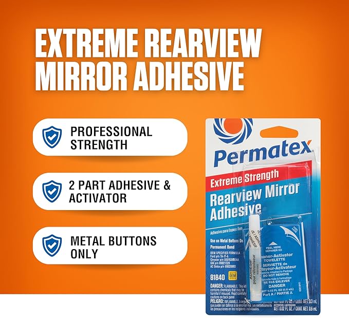 Permatex 81840 Extreme Rearview Mirror Profressional Strength Adhesive Kit, single unit