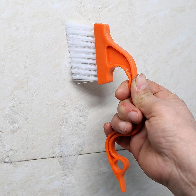 Slick- Window Track Cleaning Brush, 3 Pack, Colorful, Ergonomic Handle, Built-in Scraper, Multipurpose Window Track Cleaning Tools for Faucets, Shower Heads and Drains