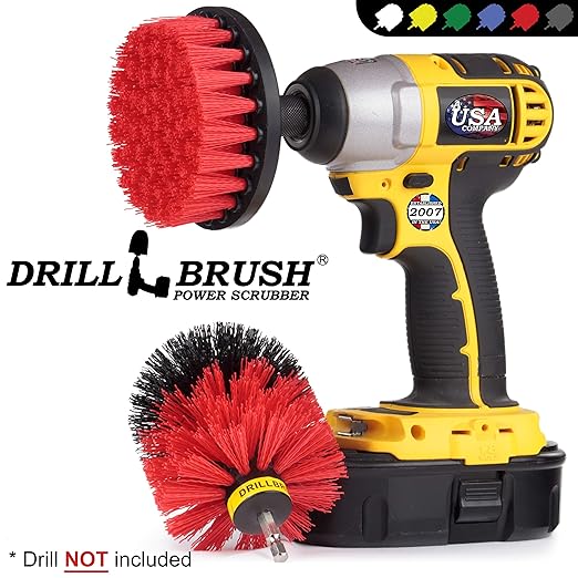 Outdoor Cleaning Supplies - Stiff Bristle Scrubber Kit for Home Use - Concrete, and Brick Scrubbing Tools - Headstone Restoration Brush Kit - Outdoor Grout and Siding Cleaning Brushes - Stiff Brushes