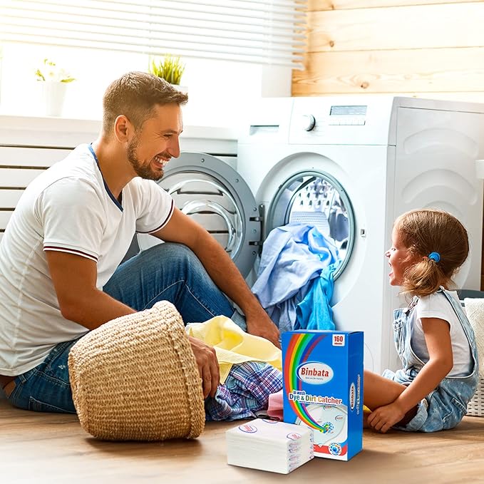 Binbata Color Grasper for Laundry 160 Count, Fragrance Free Dye Catcher Essential for Home Use, Dye Guard Grabber Sheets for Laundry in-Wash Sheets