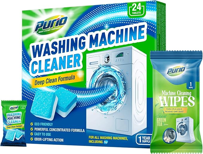 Washing Machine Cleaner Tablets 24-Ct Deep Cleaning Formula Washer Machine Cleaner Top Load & Front Load Standard & HE Washers
