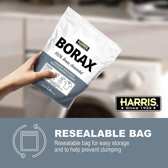Harris Borax Powder Hard Water Laundry Booster and Powerful Multi-Purpose Cleaner, 1.5lb (Unscented)