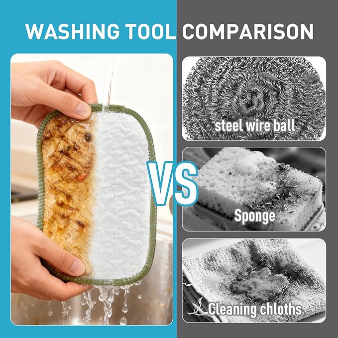 New Upgrade Non Scratch Wire Dishcloth, Multipurpose Wire Dishwashing Rags for Kitchen, Wet and Dry, Sinks, Cookware, Stove, Easy Rinsing, Reusable (6pcs, Small)