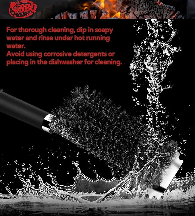 TNTOR Grill Brush with Scraper, 18" Adjustable Handle BBQ Grill Brush for Outdoor Grill, Extra Strong Grill Cleaner Accessories for Grill/Smoker/Gas/Charcoal Grill Cleaning-Grill Gifts for Men/Dad