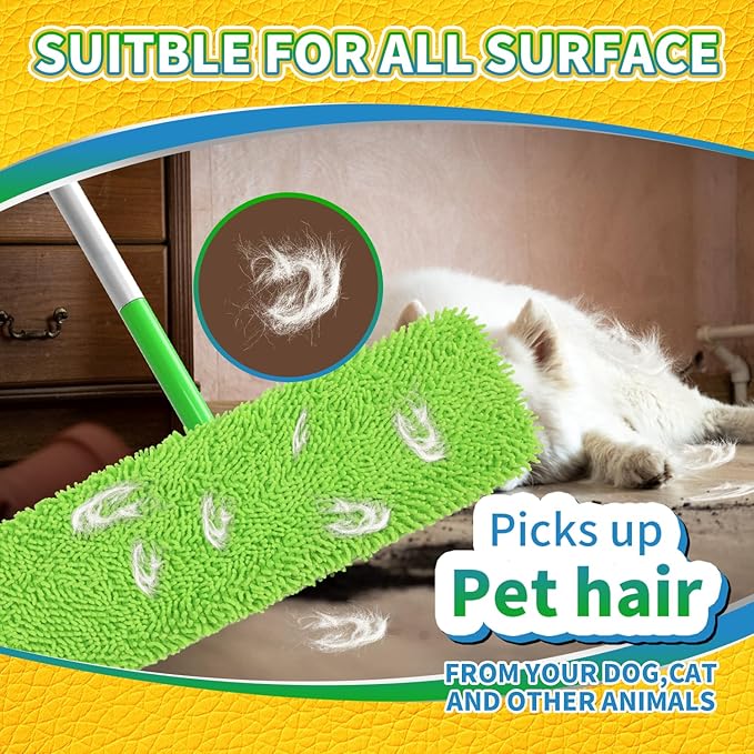 2 Pack X-Large Reusable 100% Coral Fleece Mop Pads Compatible with Swiffer XL(17'' x 5''), Washable Pads for Surface/Hardwood Floor Cleaning (Mop is Not Included)