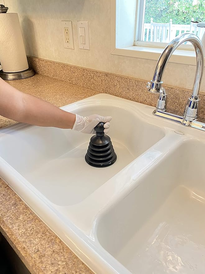 Master Plunger Mighty Tiny Plunger Designed for Bathroom/Kitchen Sinks, Perfect for RV’s. Unclogs Fast & Easy (Patent Pending), Black