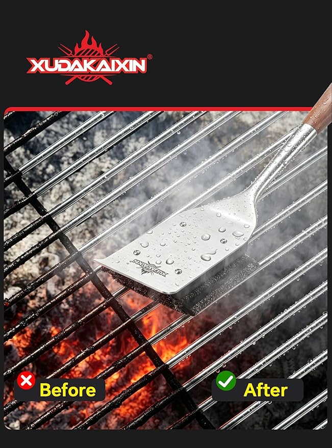 XUDAKAIXIN Bristle-Free Steam Grill Brush โ No Bristle Shedding, with Replacement Head. Ultra-Safe & Efficient Cleaner for Cast Iron and Stainless Steel Outdoor Grills
