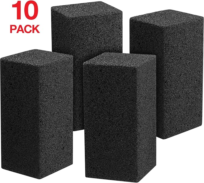 10 Pieces Commercial Grade Grill Cleaning Brick Bulk Heavy Duty Pumice Stone Brick Cleaning Grill Stone Reusable for Home Restaurant Griddles, Flat Top and BBQ Grates Outdoor Cleans(Black)