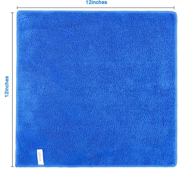 Microfiber Cleaning Cloth - 12 Pcs Premium Microfiber Towels, Highly Absorbent, Reusable Household Cleaning Supplies - for Kitchen Towels, Dust Cloth, Cleaning Rags, 12" x 12"