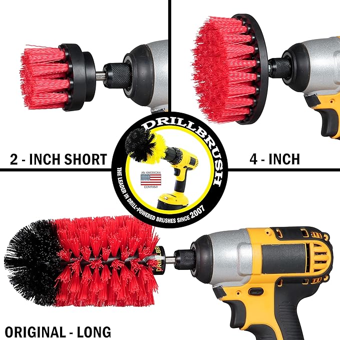 Outdoor Cleaning Brushes - Garage Drill Powered Cleaning Brush Kit - Concrete Scrubber Brush Set - Concrete Stain Remover Brush Set - Deck Cleaning Scrub Brush - Home Lawn Equipment Cleaning Tools
